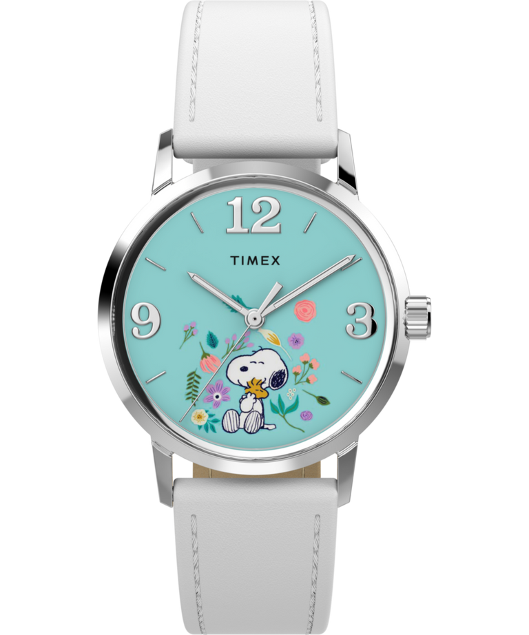 TW2Y68800 Reloj Peanuts® x Timex Marlin® con esfera de flores y correa de piel de 38 mm  Imagen principal