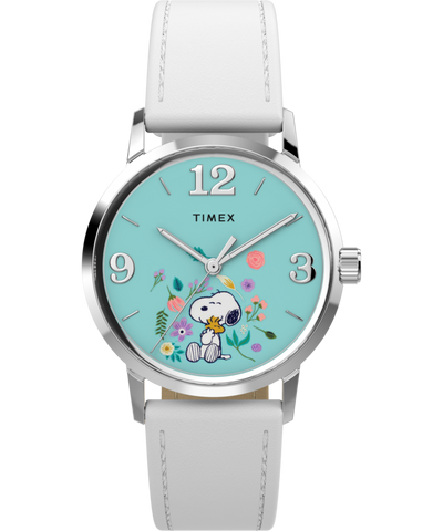 TW2Y68800 Peanuts® x Timex Marlin® Flower Dial 38mm Leather Strap Watch  Primary Image