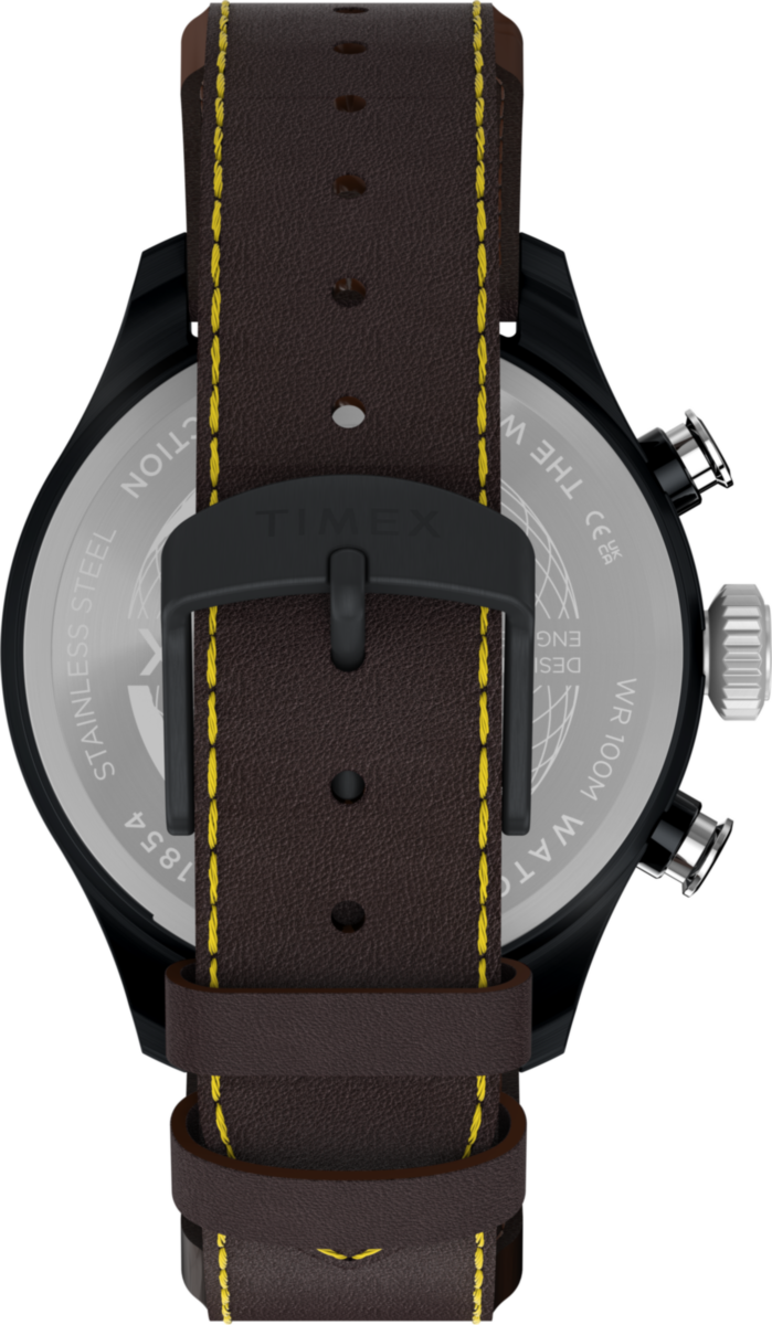 TW2Y70100 Waterbury Ace Fly-Back Cronógrafo de 43 mm con correa de piel. Imagen de la correa del reloj