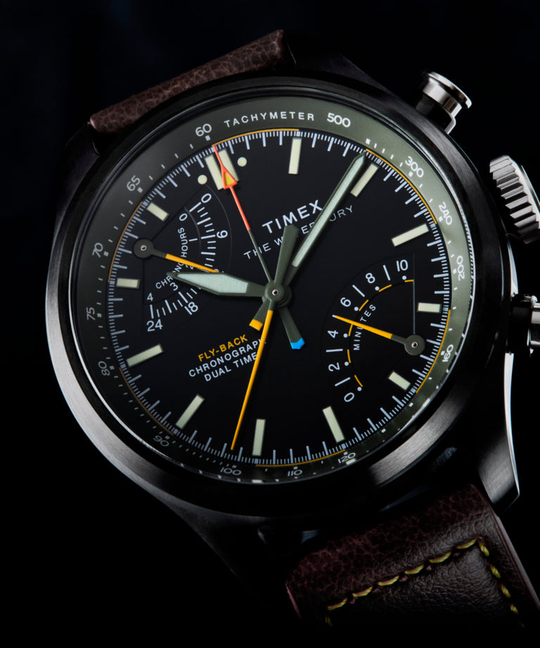 TW2Y70100 Reloj Waterbury Ace con cronógrafo «fly-back», 43 mm, correa de piel y función Indiglo activada