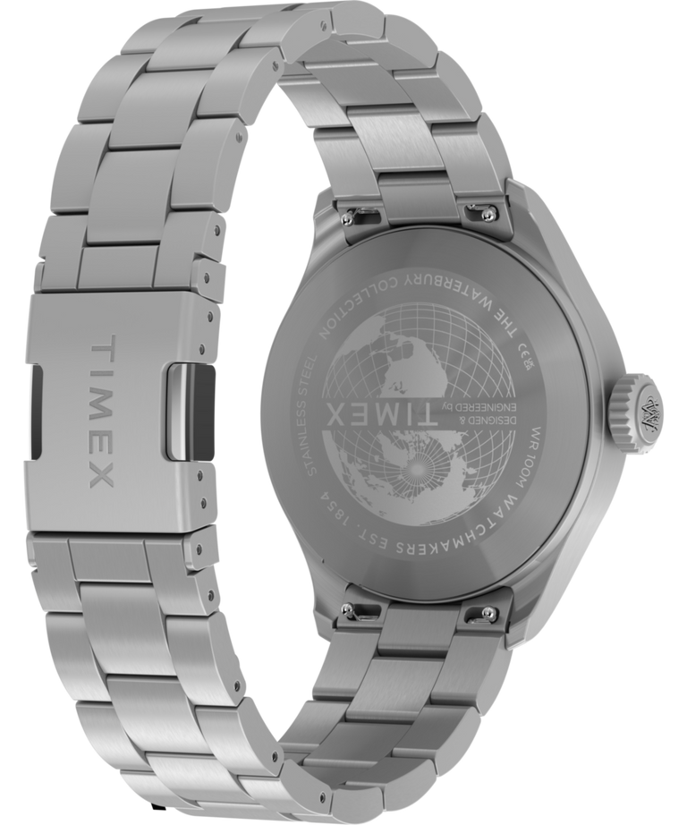 TW2Y70300 Reloj Waterbury Ace de 41 mm con brazalete de acero inoxidable. Imagen del fondo de la caja con accesorio