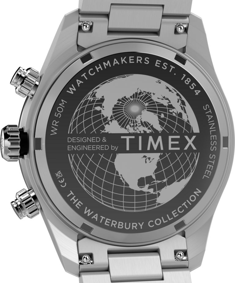 TW2Y70500 Waterbury Heritage Chronograph 39mm Stainless Steel Bracelet Watch Caseback Image