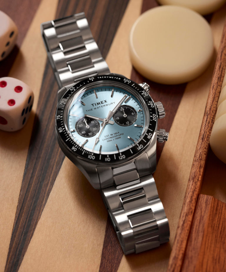 TW2Y70500 Waterbury Heritage Chronograph 39mm Stainless Steel Bracelet Watch Campaign Key Silhouettes (Beauty shots) Image