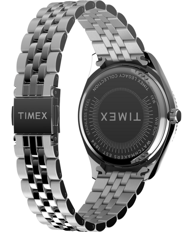 TW2Y72200 Timex Legacy, reloj de 36 mm con brazalete de acero inoxidable: imagen del fondo de la caja con accesorio