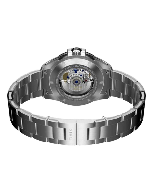 TW2Y72300 Timex Atelier GMT24 M1a 40 mm, fabricado en Suiza, automático, brazalete de acero inoxidable, imagen del fondo de la caja con accesorio