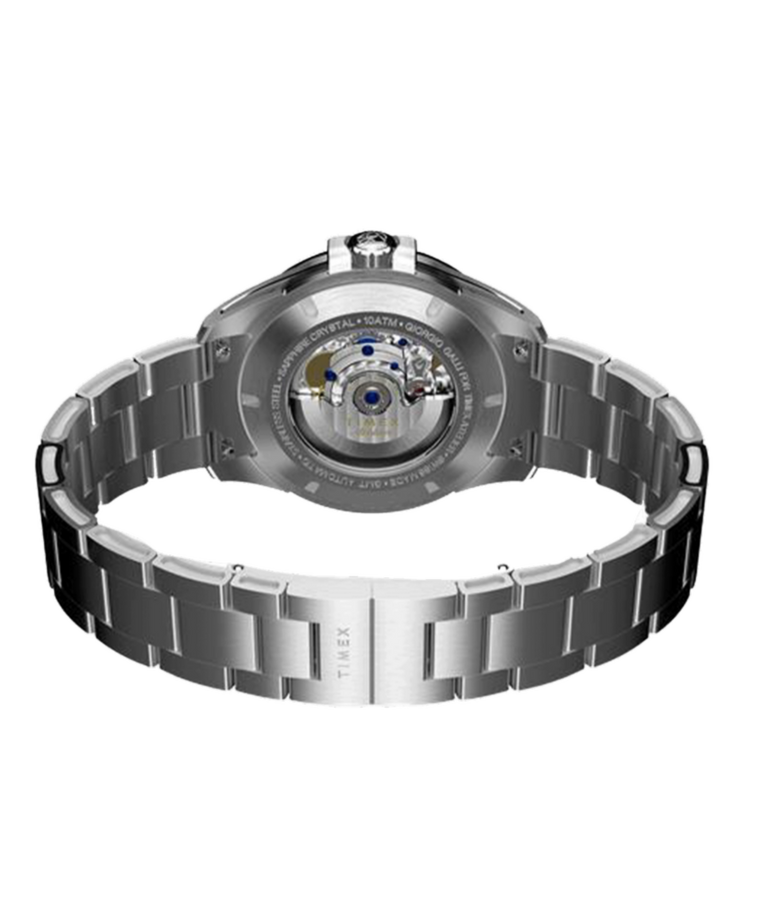 TW2Y72300 Timex Atelier GMT24 M1a 40 mm, fabricado en Suiza, automático, brazalete de acero inoxidable, imagen del fondo de la caja con accesorio