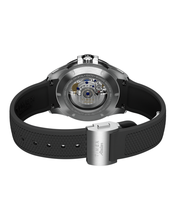 TW2Y72400 Timex Atelier GMT24 M1a, 40 mm, fabricación suiza, automático, correa de caucho sintético NBR, imagen del fondo de la caja con accesorio