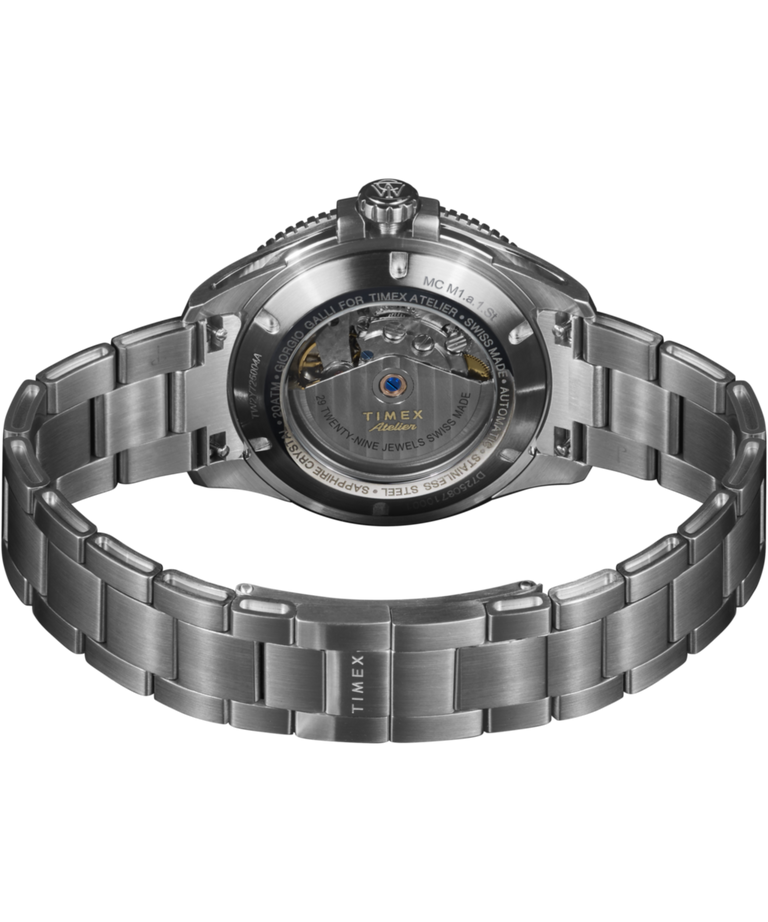 TW2Y72500 Timex Atelier Marine M1a, 41 mm, fabricación suiza, automático, acero inoxidable, brazalete, imagen del fondo de la caja con accesorio