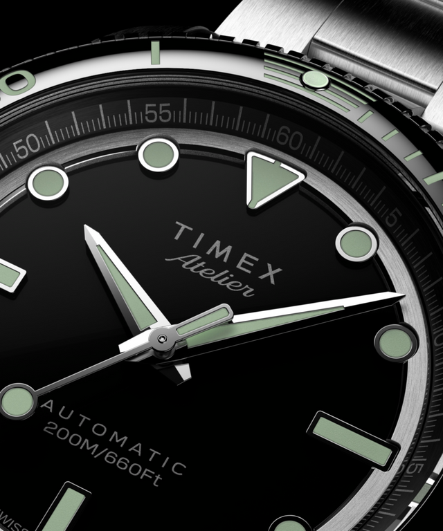 TW2Y72500 Timex Atelier Marine M1a 41 mm, fabricación suiza, automático, brazalete de acero inoxidable, siluetas clave de la campaña (fotos de producto) Imagen