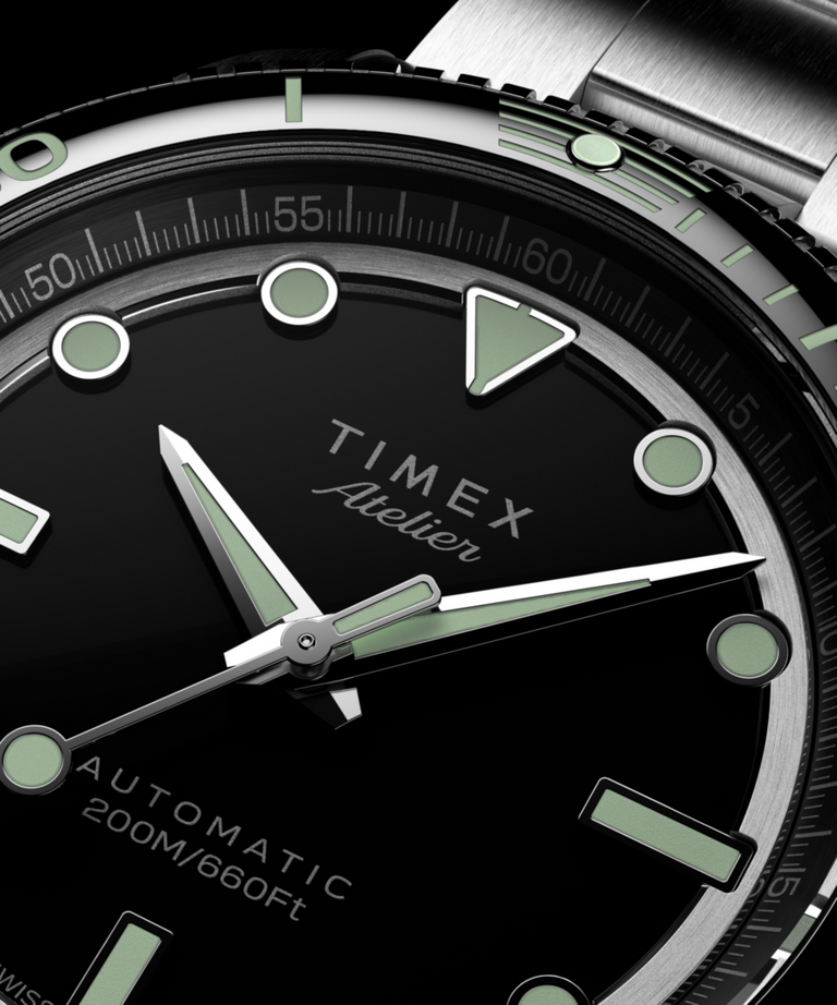 TW2Y72500 Timex Atelier Marine M1a 41 mm, fabricación suiza, automático, brazalete de acero inoxidable, siluetas clave de la campaña (fotos de producto) Imagen