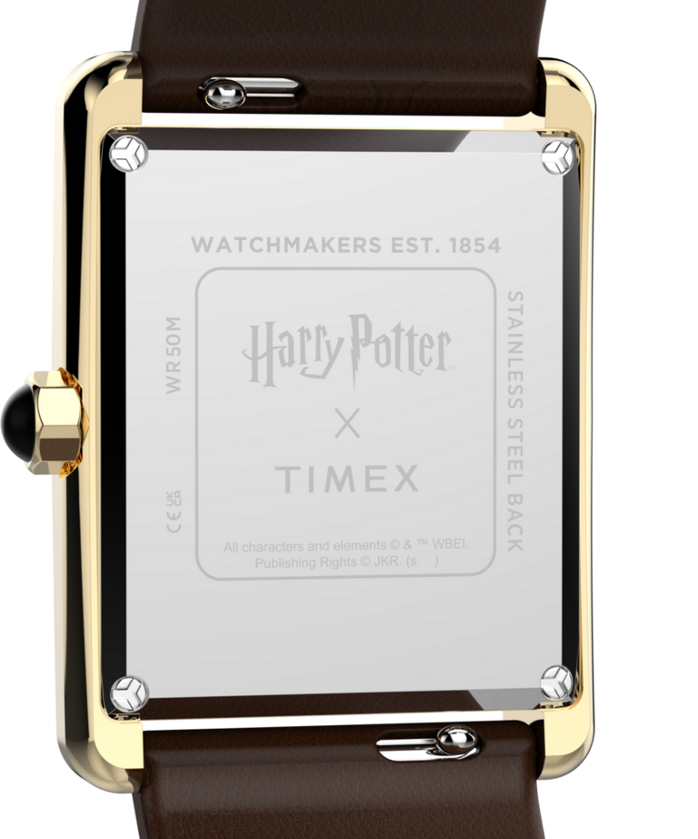 TW2Y75700 Harry Potter x Timex Hailey Hogwarts, reloj con correa de piel de 24 mm. Imagen del fondo de la caja