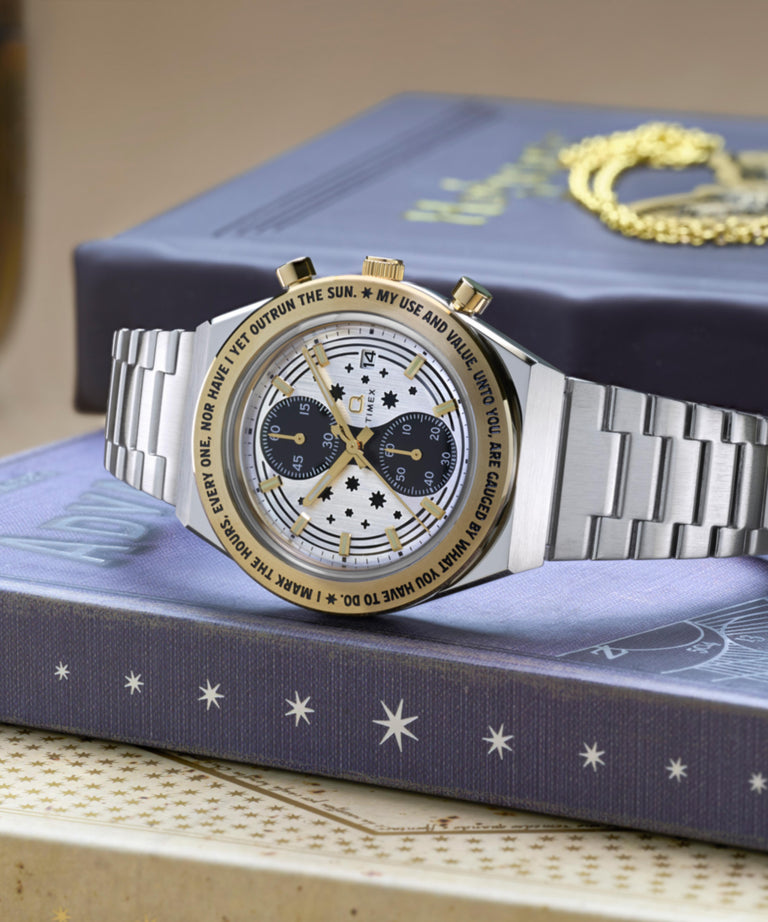 TW2Y75900 Harry Potter x Q Timex Time Turner Chronograph 40mm Stainless Steel Bracelet Watch Campaign Key Silhouettes (Beauty shots) Image