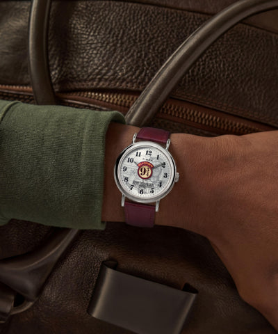 TW2Y76200 Harry Potter x Timex Weekender Platform 9 3/4 37mm Leather Strap Watch Primary Wrist Image