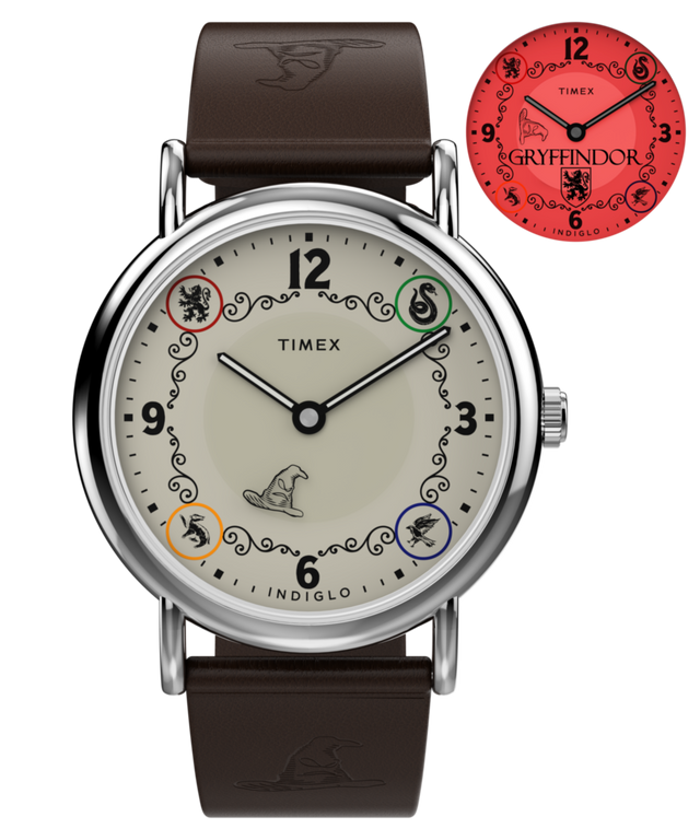 TW2Y76300 Harry Potter x Timex Weekender Gryffindor House 38mm Leather Strap Watch Primary Image