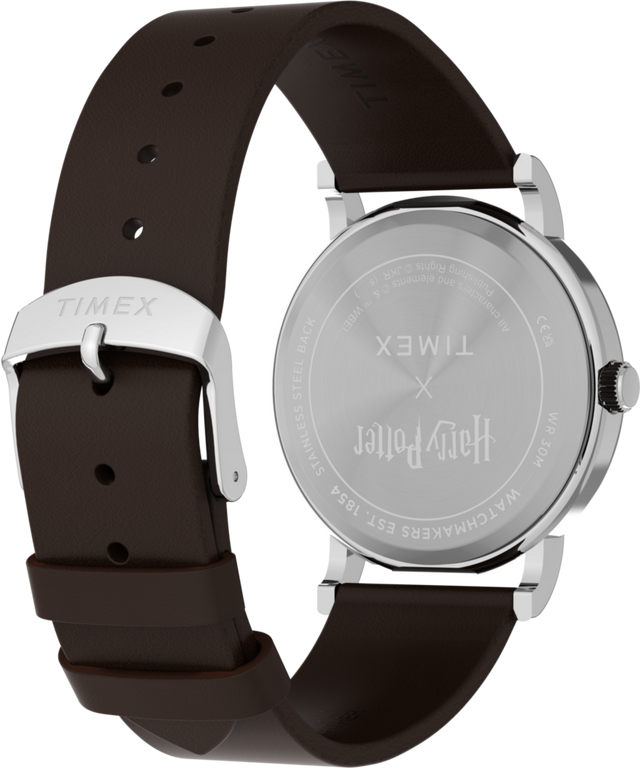 TW2Y76300 Harry Potter x Timex Weekender Gryffindor House 38mm Leather Strap Watch Caseback with Attachment Image