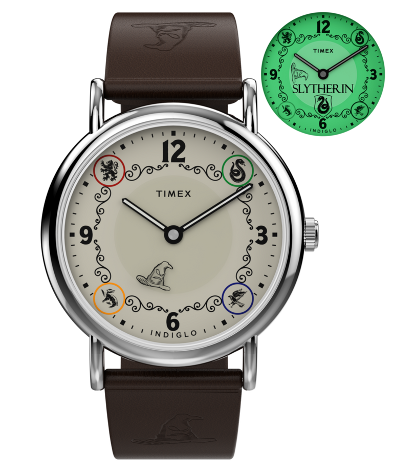 TW2Y76400 Harry Potter x Timex Weekender Slytherin House 38mm Leather Strap Watch Primary Image