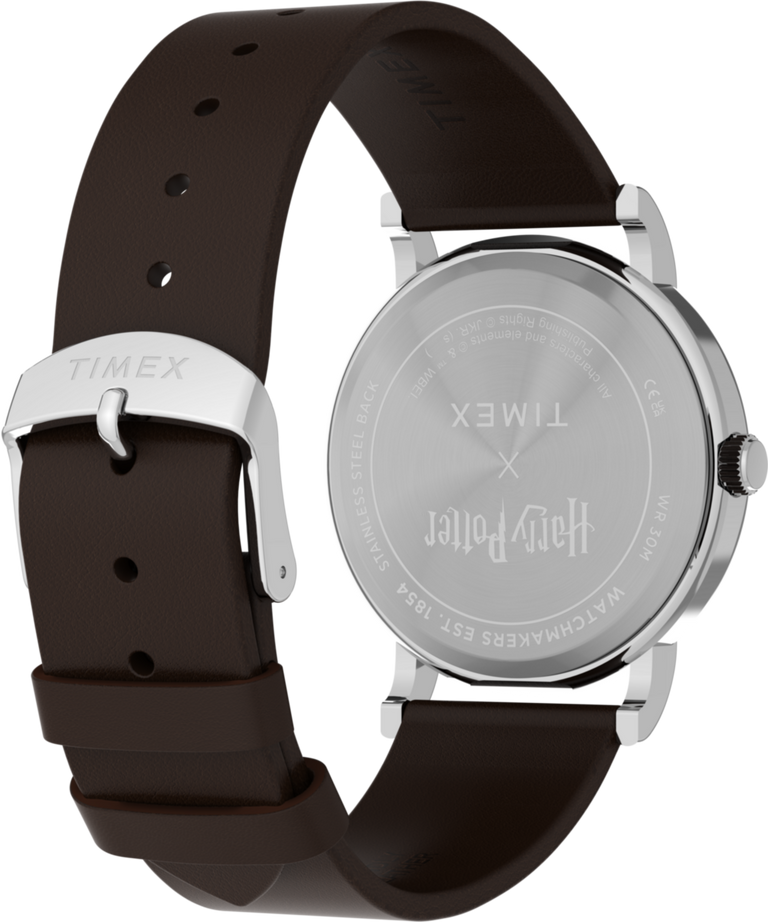 TW2Y76400 Harry Potter x Timex Weekender Slytherin House 38mm Leather Strap Watch Caseback with Attachment Image