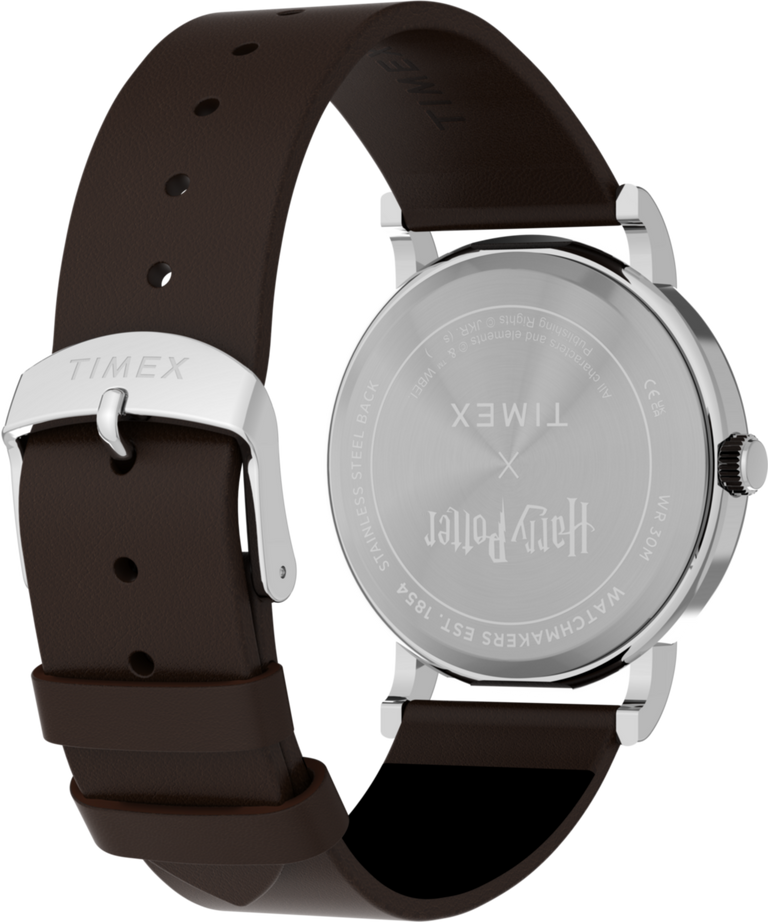 TW2Y76500 Harry Potter x Timex Weekender Ravenclaw House 38mm Leather Strap Watch Caseback with Attachment Image