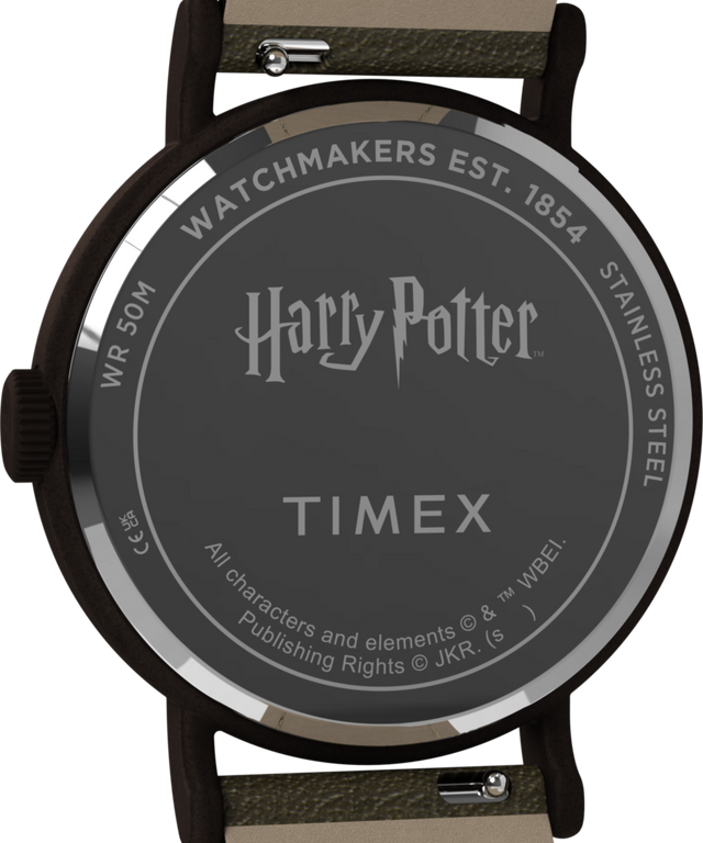 TW2Y77000 Harry Potter x Timex Weekender Sorting Hat 37mm Leather Strap Watch Caseback Image
