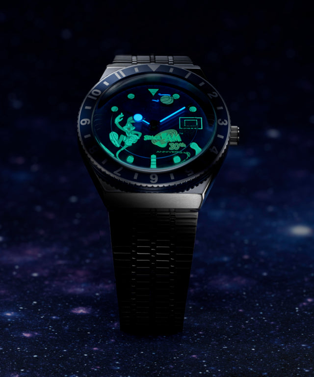 TW2Y79100 Space Jam 30th Anniversary x Q Timex Limited Edition 38mm Stainless Steel Watch Campaign Key Silhouettes (Beauty shots) Image