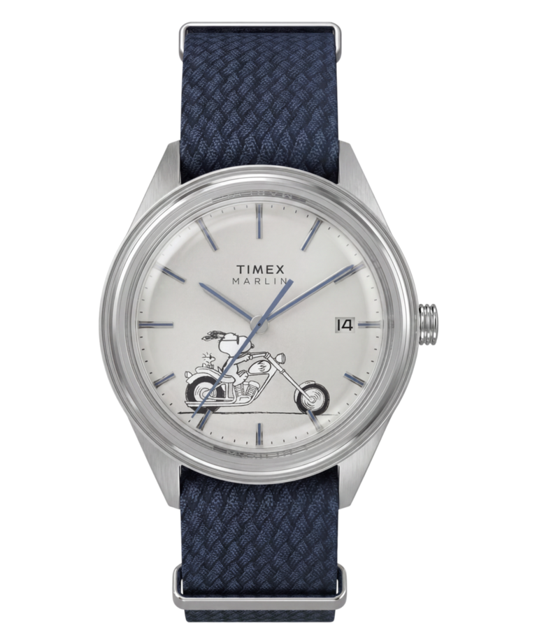 TW2Y81000 Reloj Peanuts® x Timex Marlin® Jet Automatic Easy Rider de 38 mm con correa de tela. Imagen principal