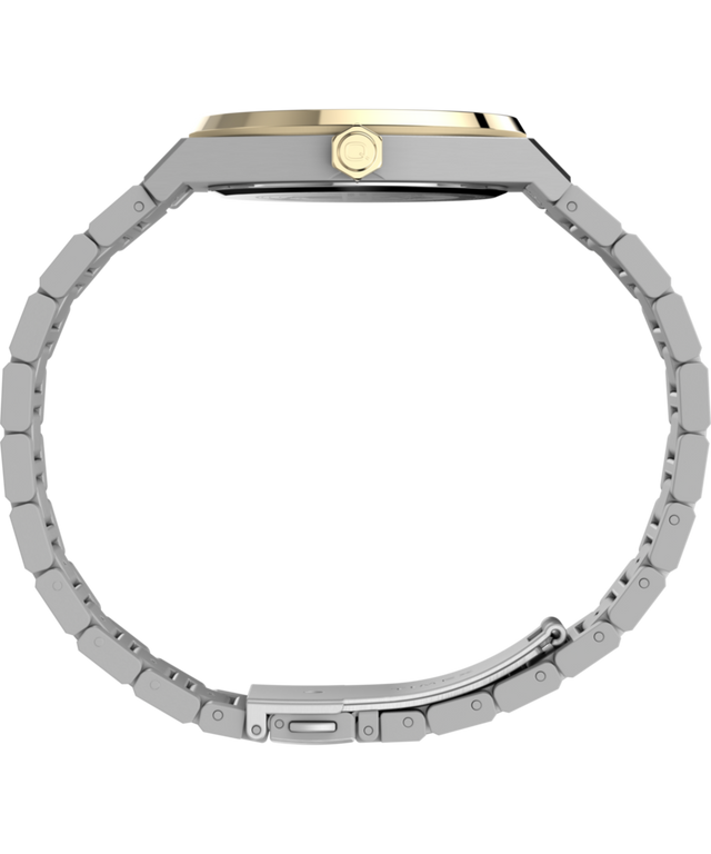 TW2Y81500 Q Timex Marbella, reloj de 40,5 mm con brazalete de acero inoxidable. Imagen de perfil