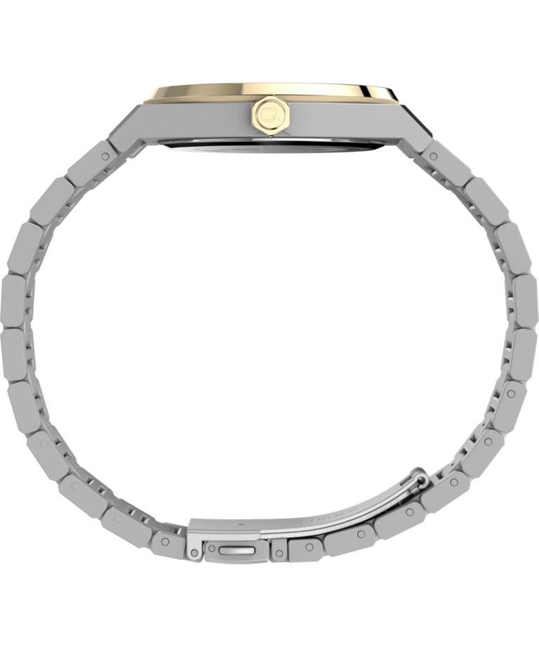 TW2Y81500 Q Timex Marbella, reloj de 40,5 mm con brazalete de acero inoxidable. Imagen de perfil