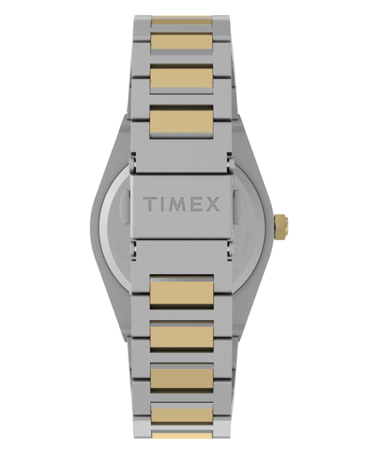 TW2Y81900 Q Timex Marbella, correa de acero inoxidable de 34 mm. Imagen de la correa del reloj