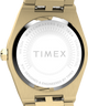 TW2Y82000 Q Timex Marbella, reloj de 34 mm con brazalete de acero inoxidable. Imagen del fondo de la caja.
