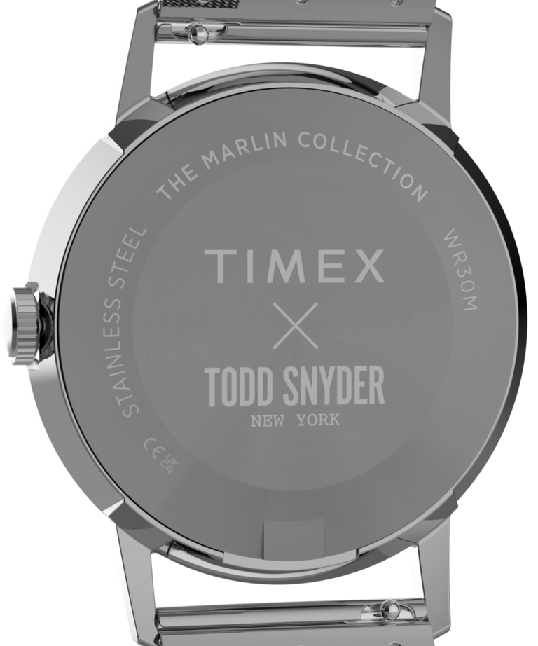 TW2Y83800 Todd Snyder x Timex Marlin® Mesh 34mm Stainless Steel Bracelet Watch Caseback Image