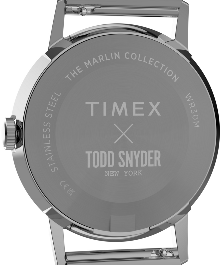 TW2Y83900 Todd Snyder x Timex Marlin® Mesh 34mm Stainless Steel Bracelet Watch Caseback Image