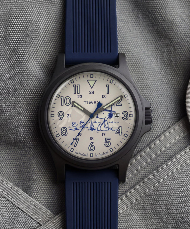 TW2Y84700 Peanuts® x Timex Expedition® Acadia 40mm Silicone Strap Watch Campaign Key Silhouettes (Beauty shots) Image