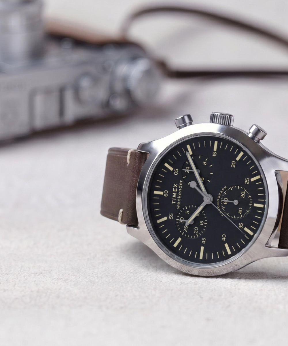 時計 85fxef Timex Weekender® New England Chronograph 40mm Leather Strap Watch