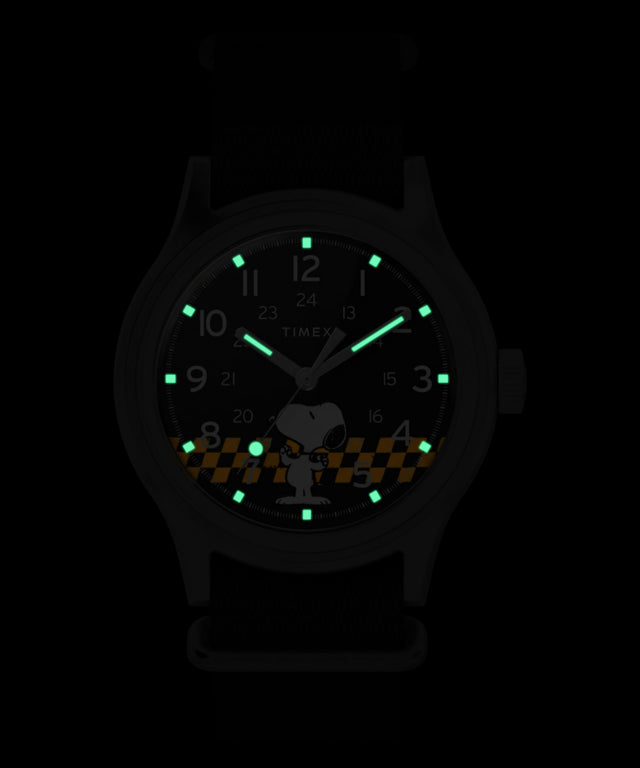 TW2Y85400 Peanuts® x Timex MK1® 36mm Fabric Strap Watch Indiglo On