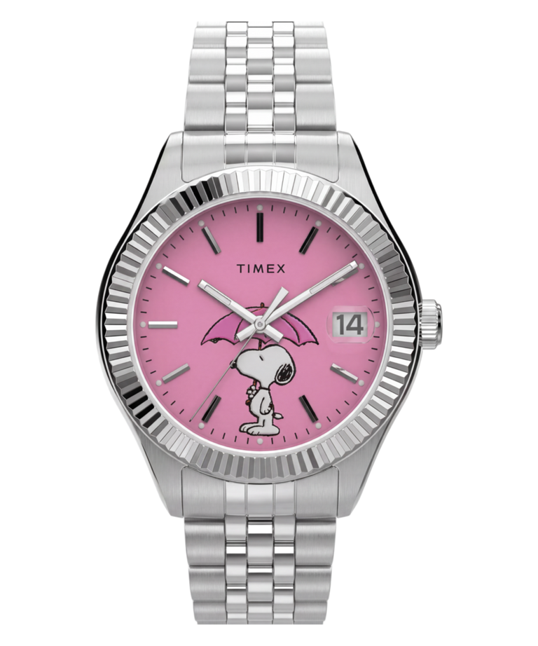 TW2Y85500 Reloj Peanuts® x Timex Legacy Snoopy con pulsera de acero inoxidable y diseño de paraguas   Imagen principal