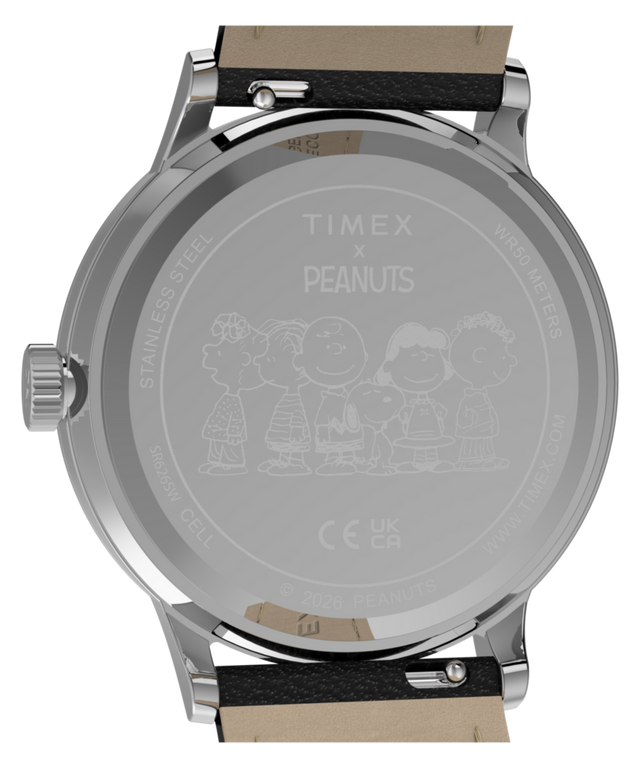 TW2Y85600 Reloj Peanuts® x Timex Waterbury Classic de 40 mm con correa de piel  Imagen del fondo de la caja