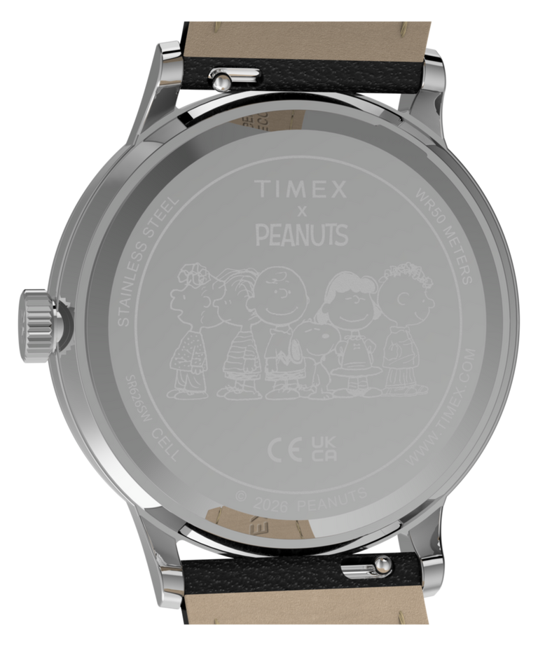 TW2Y85600 Reloj Peanuts® x Timex Waterbury Classic de 40 mm con correa de piel  Imagen del fondo de la caja