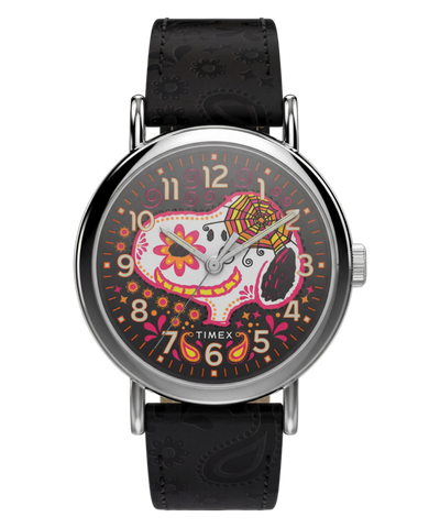 TW2Y85900 Peanuts® x Timex Weekender® Day of the Dead 40mm Leather Strap Watch Primary Image