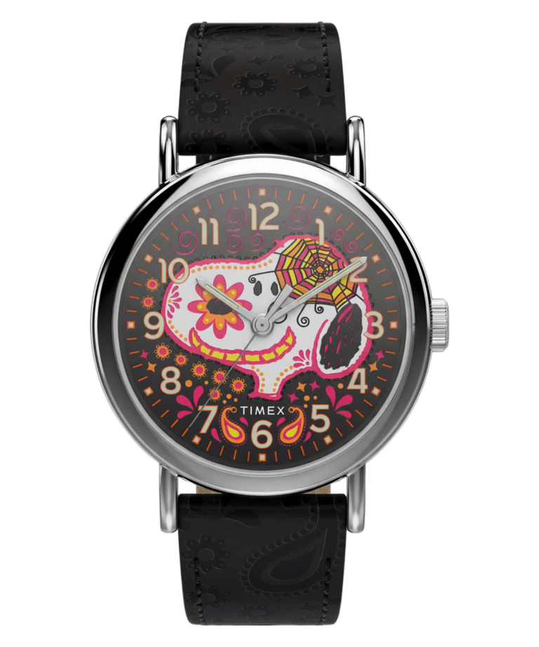TW2Y85900 Peanuts® x Timex Weekender® Day of the Dead 40mm Leather Strap Watch Primary Image