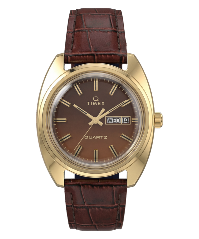 Timex 1978 Day Date Fumé Reissue with brown gradient dial and gold-tone case