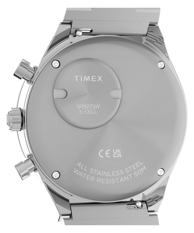 TW2Y88600 Q Timex Chronograph 40mm Stainless Steel Bracelet Watch Caseback Image