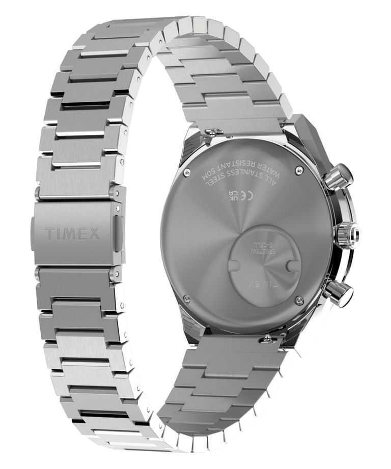 TW2Y88600 Q Timex Chronograph 40mm Stainless Steel Bracelet Watch Caseback with Attachment Image