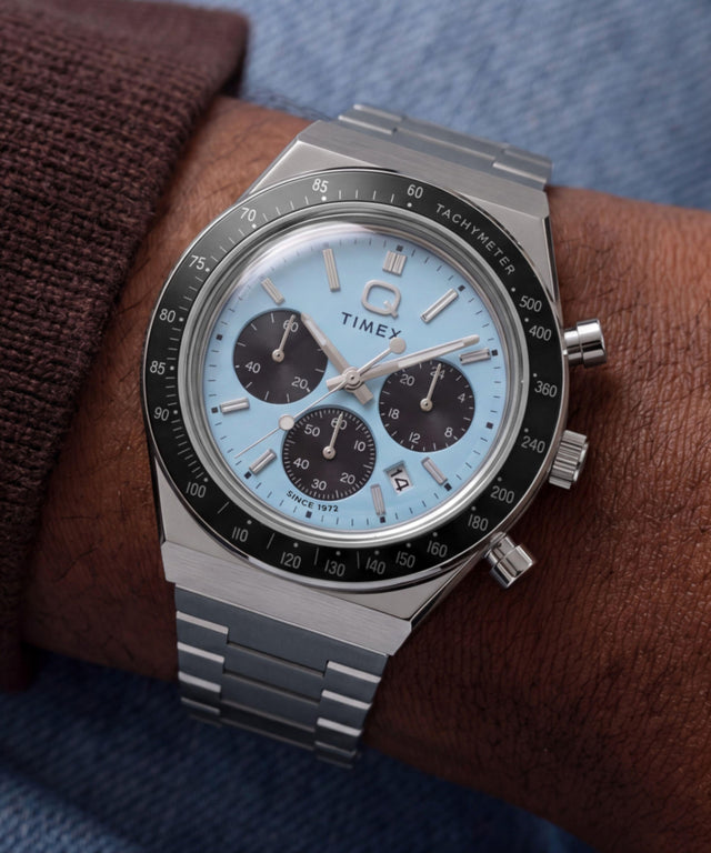 TW2Y88600 Q Timex Chronograph 40mm Stainless Steel Bracelet Watch Primary Wrist Image