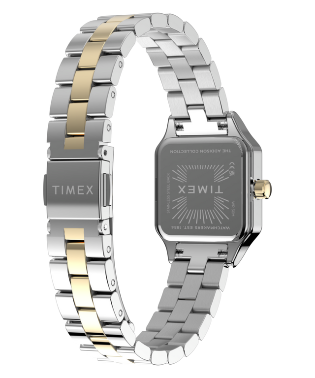 TW2Y90400 Addison: fondo de caja de reloj con brazalete de acero inoxidable de 23 mm, con imagen del accesorio