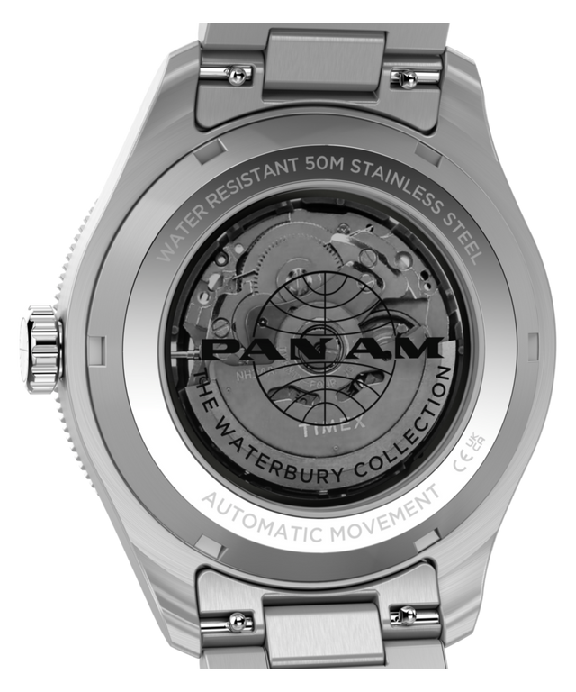 TW2Y94300 Pan Am® x Timex® Waterbury Automatic GMT 41.5mm Stainless Steel Bracelet Watch
 Caseback Image