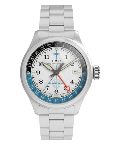 TW2Y94600 Pan Am® x Timex® Waterbury GMT 41mm Stainless Steel Bracelet Watch Primary Image