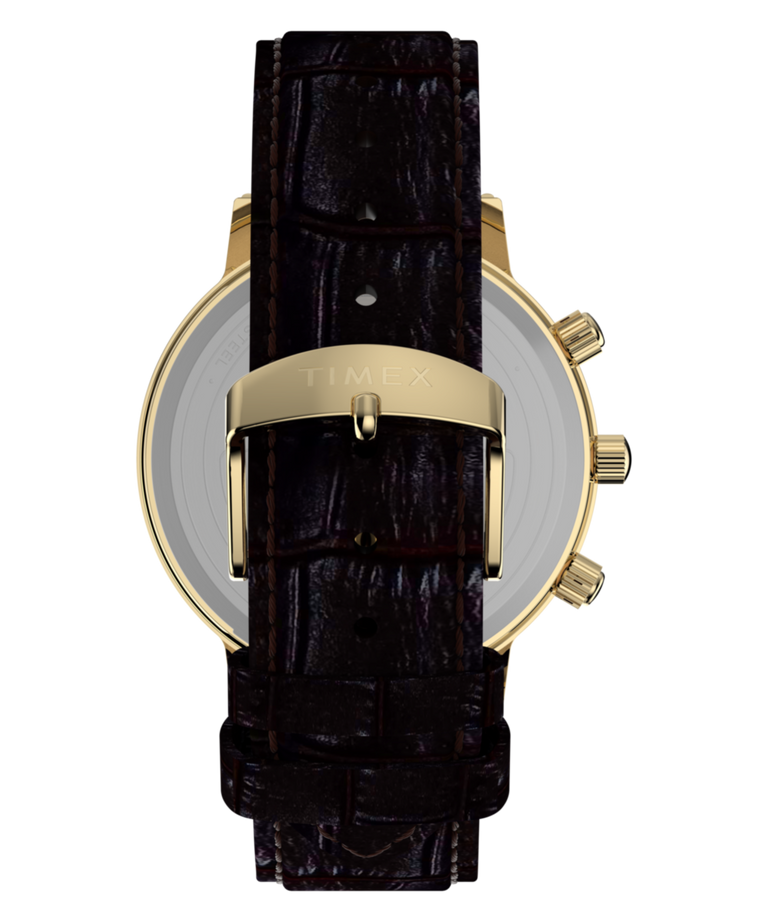 TW2Y99000 Timex 1990 Moon Phase and Calendar Dial Reissue 37mm Leather Strap Watch Strap Image