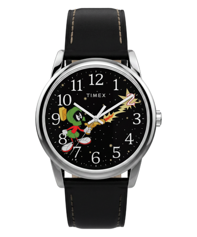 TW2Y99300 Looney Tunes Marvin the Martian x Timex Easy Reader® 38mm Leather Strap Watch Primary Image
