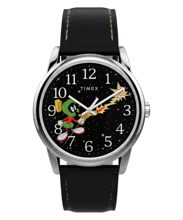 TW2Y99300 Looney Tunes Marvin the Martian x Timex Easy Reader® 38mm Leather Strap Watch Primary Image