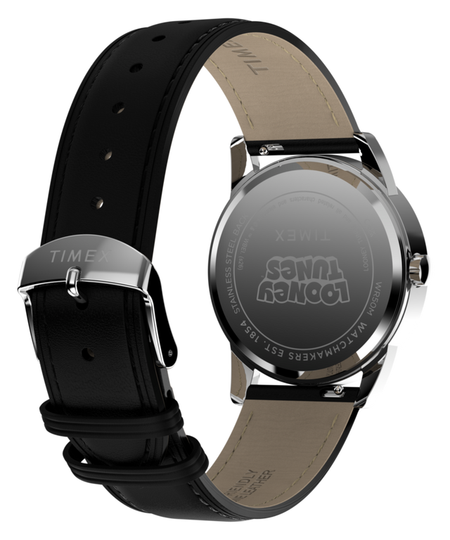 TW2Y99300 Looney Tunes Marvin the Martian x Timex Easy Reader® 38mm Leather Strap Watch Caseback with Attachment Image